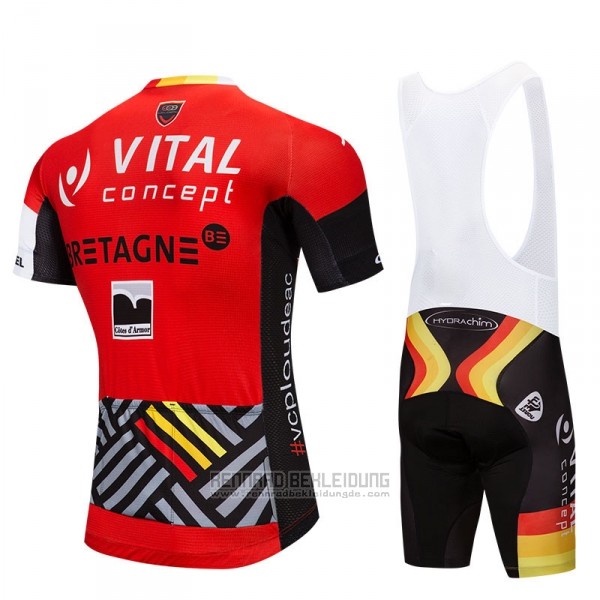 2018 Fahrradbekleidung Vital Concept Rot Wei Trikot Kurzarm Tragerhose - zum Schließen ins Bild klicken